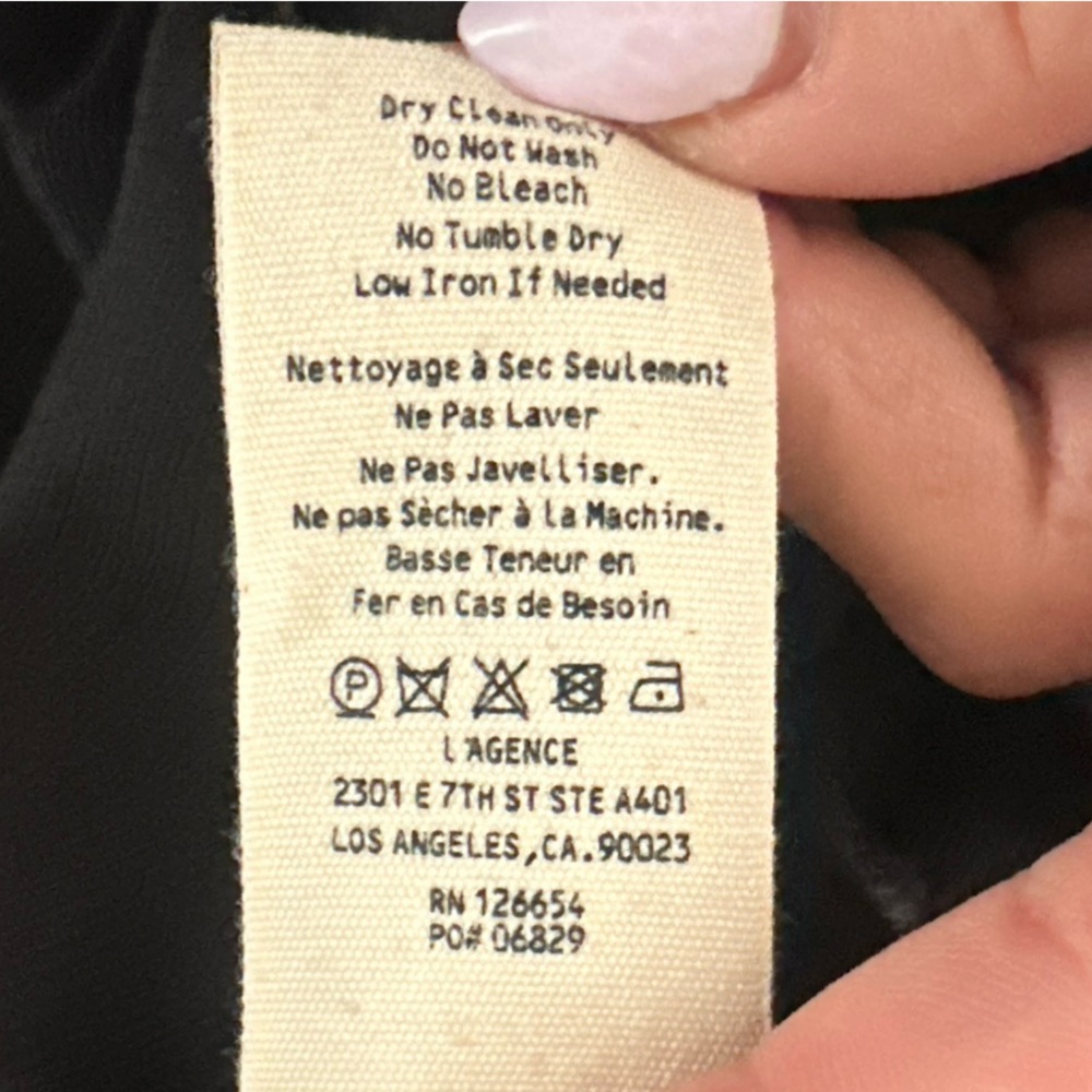 L'agence Womens Balloon Long Sleeved Black Sheer Button Blouse Classic Sz L NWOT - Picture 8 of 8
